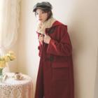 Front-pocket Hooded Button Long Coat