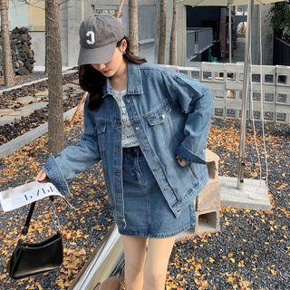 Denim Jacket With A-line Skirt