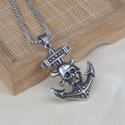 Stainless Steel Skull & Anchor Pendant Necklace