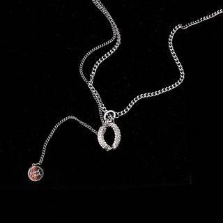 Disc Pendant Layered Chain Necklace Silver - One Size