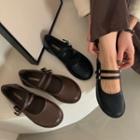Faux Leather Flat Shoes