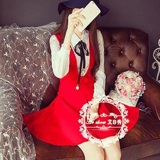 Set: Long-sleeve Blouse + Sleeveless Dress