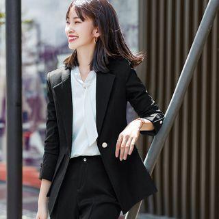 Set: Peplum Blazer + Dress Pants + Blouse