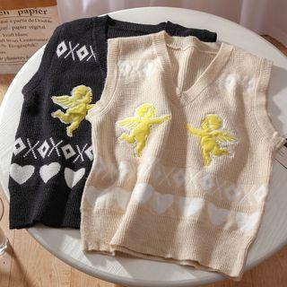 Angel Print Sweater Vest