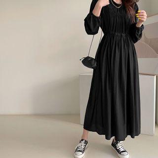 Gathered Ruched Maxi Chiffon Dress