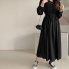 Gathered Ruched Maxi Chiffon Dress