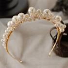 Faux Pearl Wedding Hair Band Gold - One Size