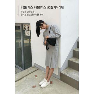 Round-neck Wrap-hem Pullover Dress