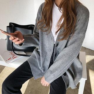 Stitched Buttoned Knit Cardigan
