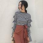 Tiered Stripe Long-sleeve Top