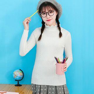 Mock-neck Frilled-trim Sweater