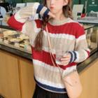Cable Knit Paneled Sweater As Shown In Figure - One Size