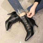 Heeled Lace-up Pointy Short Boots