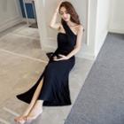 One-shoulder Sheath Slit Dress