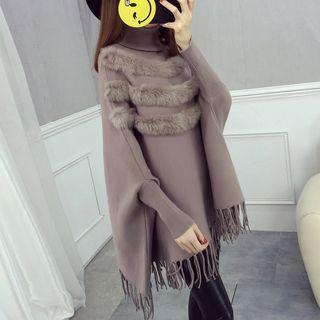 Fringe High-neck Sweater
