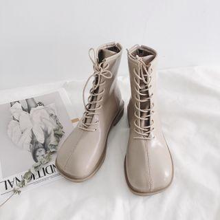 Lace-up Square-toe Short Boots