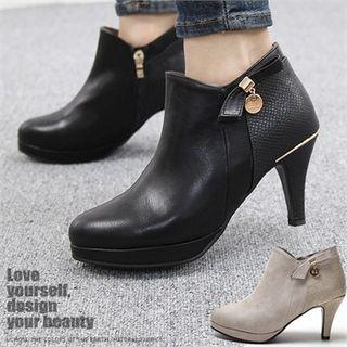 Bow-accent High-heel Booties