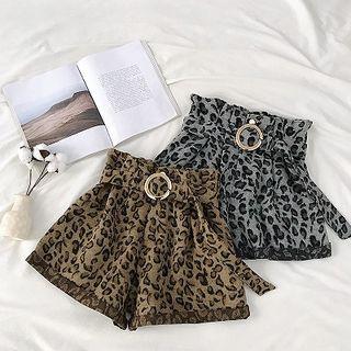 Leopard Print High-waist Acrylic Shorts