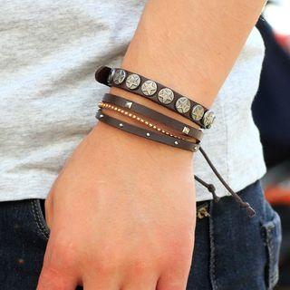 Star Genuine Leather Layered Bracelet