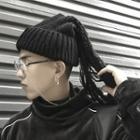 Fringed Knit Beanie Black - One Size