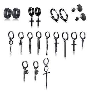 Earring Set 16f - 1 Set - Black - One Size