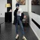 Set: Short-sleeve Print T-shirt + Jeans