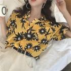 Printed Long-sleeve Blouse Yellow - One Size