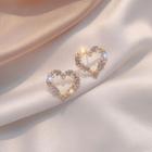 Rhinestone Faux Pearl Heart Earring 1 Pair - E1980 - Gold - One Size