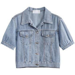 Short-sleeve Denim Jacket Blue - Onesize