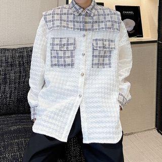 Plaid Panel Patterned Shirt Jacket