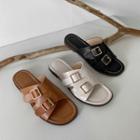 Dual-buckle Cutaway Slide Sandals