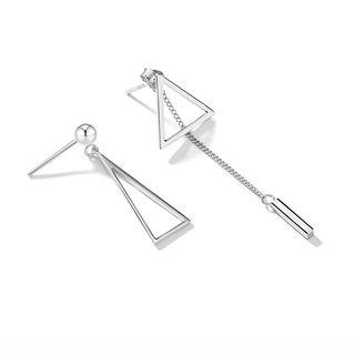 925 Sterling Silver Non-matching Triangle Dangle Earring