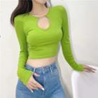 Long-sleeve Ribbed Chained T-shirt