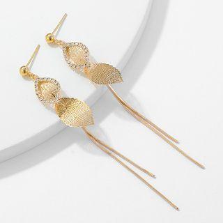 Leaf Alloy Fringed Earring 1 Pair - Gold - One Size