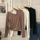 Plain Halter Long-sleeve Cropped T-shirt