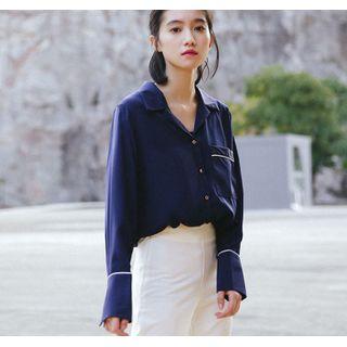Notch Lapel Shirt Blue - One Size