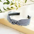 Striped Bow Headband 01 - Stripe - Sapphire Blue - One Size