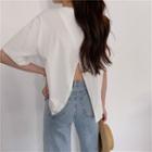 Plain Slit-back Short-sleeve T-shirt