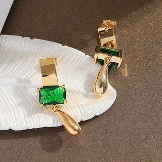 Rhinestone Alloy Dangle Earring E10666 - 1 Pair - Gold - One Size