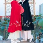 Traditional Chinese Embroidered Hooded Poncho