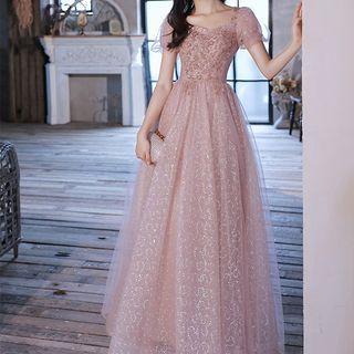 Puff-sleeve Sequin Embellished Cocktail Dress (various Designs)