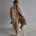Toggle Loose-fit Long Fleece Coat Camel - One Size