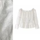 Long-sleeve Off-shoulder Eyelet Lace Top