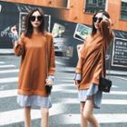Color Panel Mock Two Piece Pullover Dress