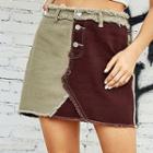 Two Tone Denim Mini Skirt