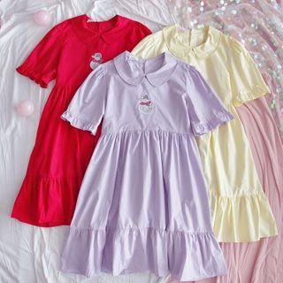 Short-sleeve Duck Embroidered Shirtdress