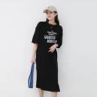 Crewneck Printed Oversize Split Dress