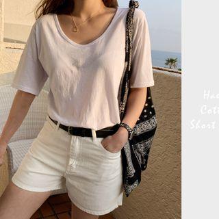 Zip-fly Cotton Blend Shorts