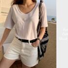 Zip-fly Cotton Blend Shorts