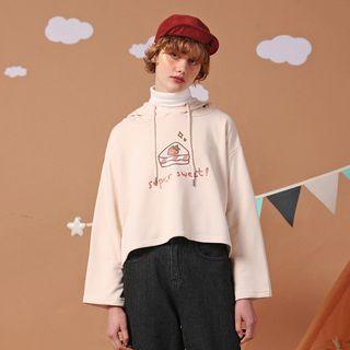 Cropped Cake Printed Long-sleeve Hoodie